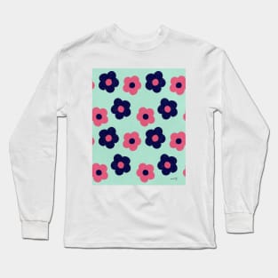 Retro Flower Power Mint| Vintage | Pattern | Florals | Pastel Long Sleeve T-Shirt